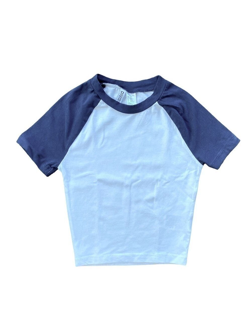 Blue White Two-Tone Cropped Tee XXS
